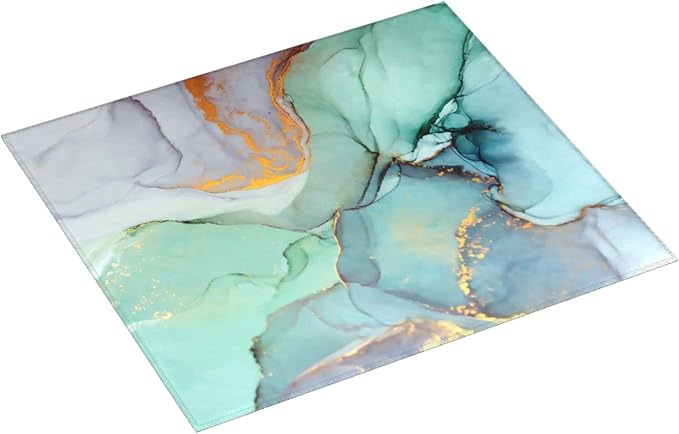 Teal Marble Golden Swirls Pattern Microfiber Dish Drying Mat - Image 2