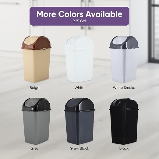 Superio Office Trash Can with Lid 9 Gallon Kitchen Garbage Can Bedroom Waste - Image 9
