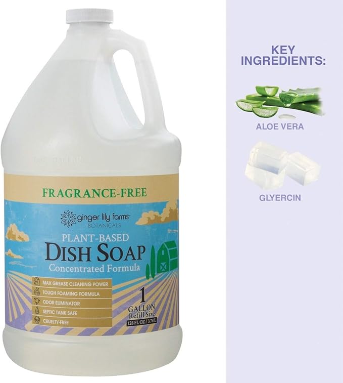 Ginger Lily Farms Botanicals Plant-Based Liquid Dish Soap, Concentrated Formula - Image 5