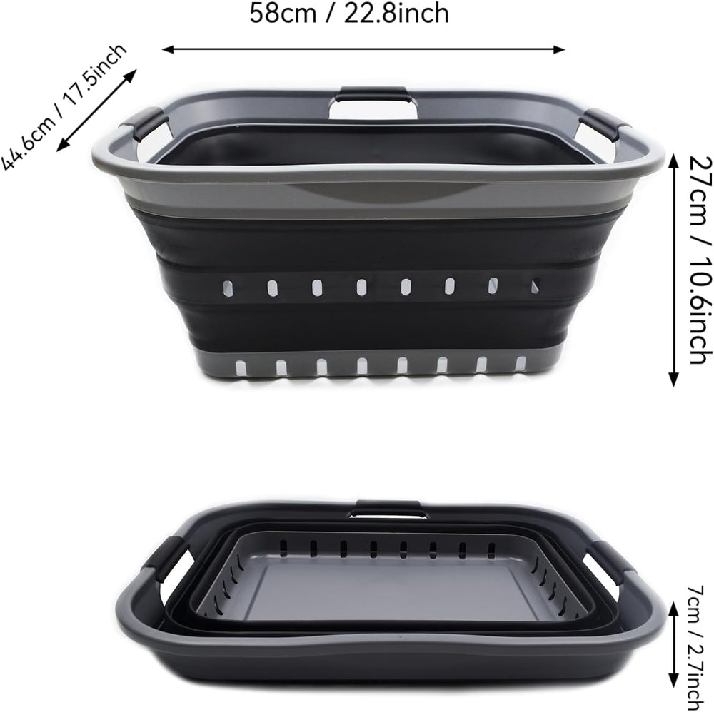 SAMMART 42L (11 gallon) Collapsible Plastic Laundry Basket - Foldable Pop Up ...