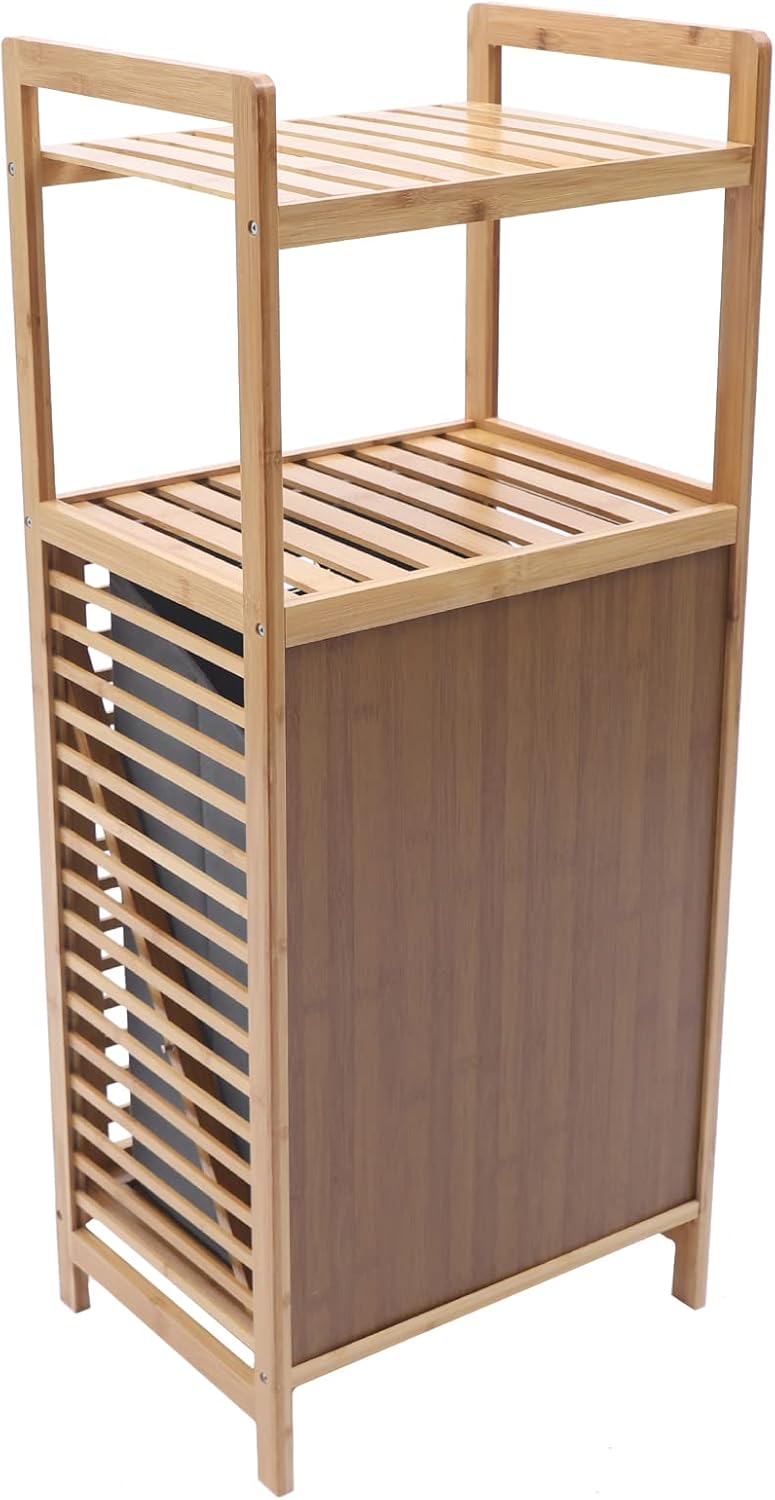 Bamboo Laundry Hamper Stand - 15.7''x11.8''x37.4'' Fr...