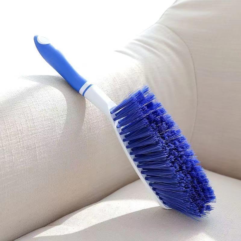 Hand Broom Cleaning Brush - Soft Bristle Dust Brush, for Cleaning Car Bed Sofa Draft Garden Furniture Clothes Wooden Handle (Deep Blue)