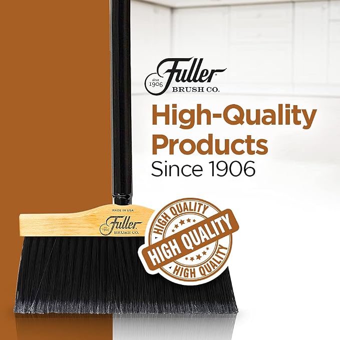 10” Upright Broom with 2 Piece Black Steel Threaded Handle - Image 8