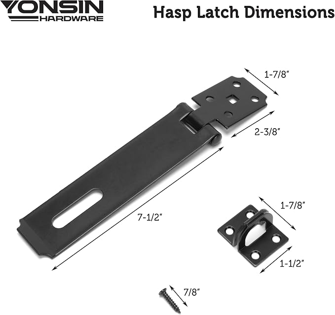 7-1/2" Door Padlock Safety Hasp Latch Heavy Duty, Door Hasp Clasp Lock Gate - Image 7