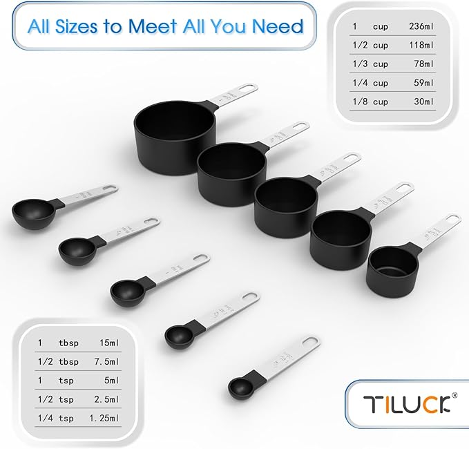 TILUCK Measuring Cups & Spoons Set, Stackable Cups and Spoons, Nesting Measure - Image 3