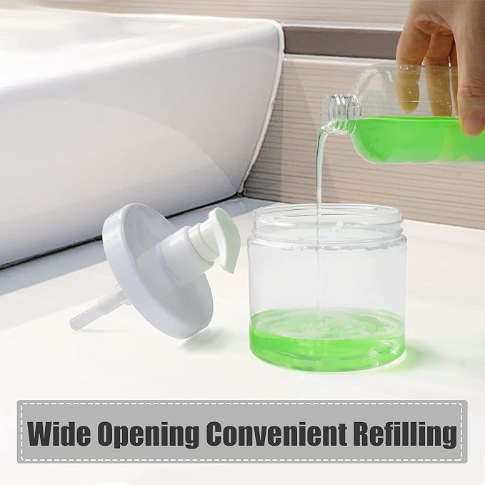 Cosywell Pump Bottle Dispenser Plastic Refillable Bottles Wide Mouth Jar Style - Image 4