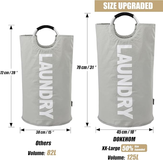 DOKEHOM 125L X-Large Collapsible Washing Laundry Basket Bag - Image 3
