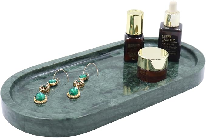 Natural Marble Tray, Oval Vanity Decorative Tray by Kesoniku