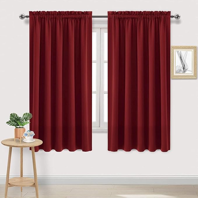 DWCN Burgundy Room Darkening Blackout Curtains by DWCN