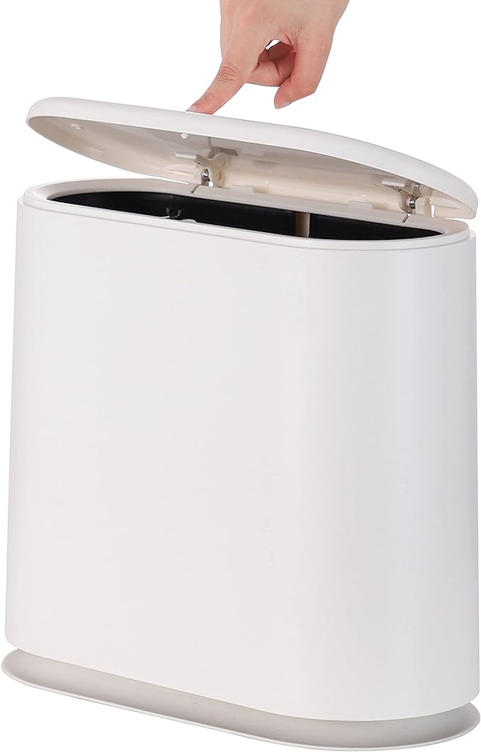 White Slim Bathroom Trash Can by Cqacrylic