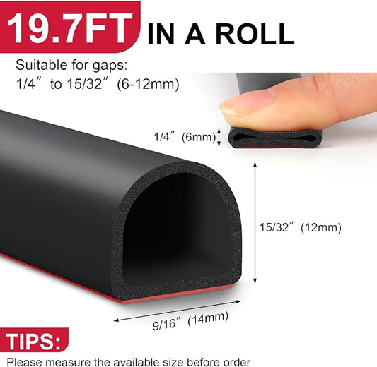 【New Upgrade】 Silicone Door Weather Stripping Door Seal Strip, 19.7 Feet - Image 2