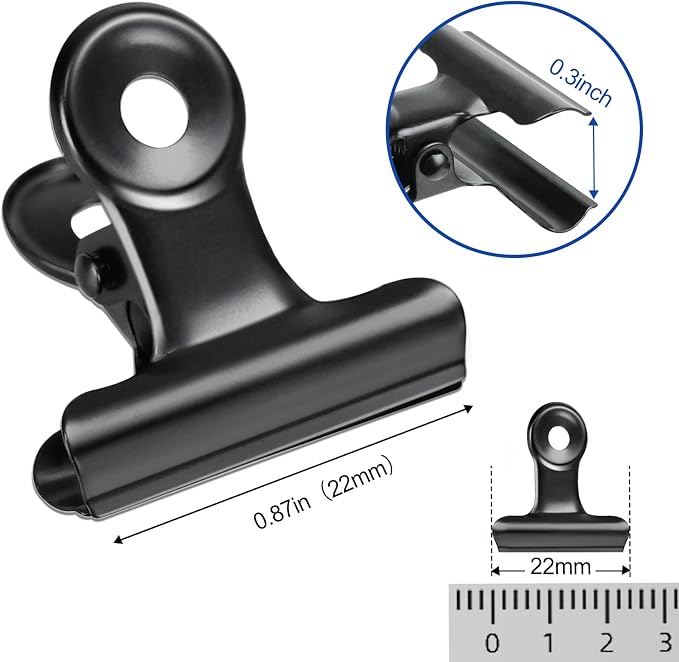 30 Pack Bulldog Clips 0.87 Inch Small Hinge Paper Clips Metal Hinge Clips - Image 2