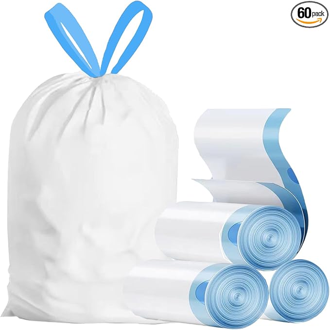 15 Gallon white drawstring trash bags, No tear open large floral scent garbage by goodfinely