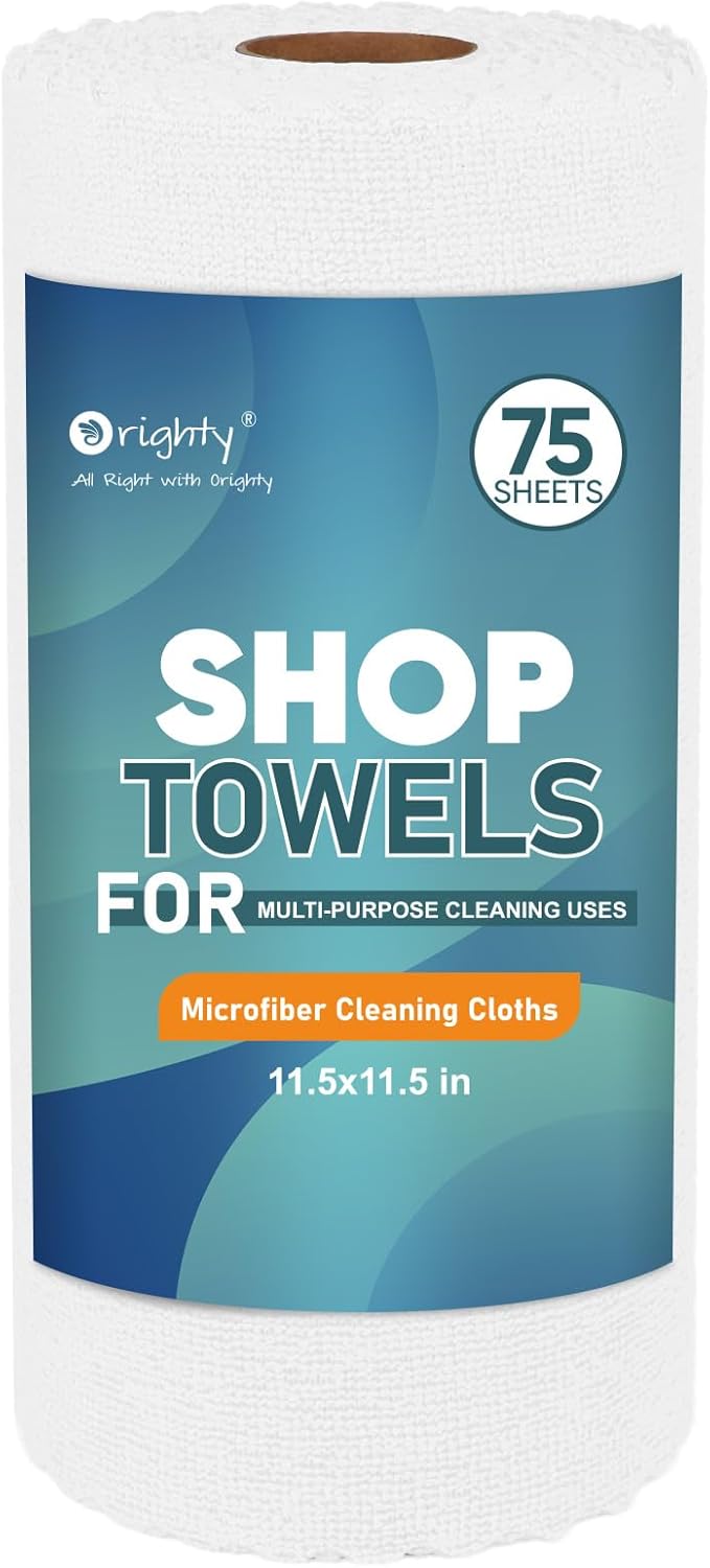Orighty Microfiber Cleaning Cloths, 75 Sheets Shop Towels, Reusable Paper by AllRightinOrighty
