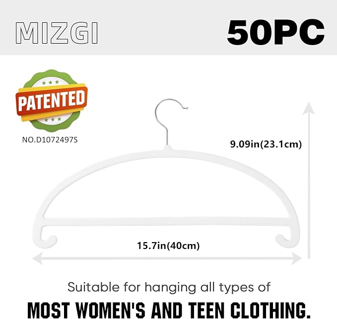MIZGI 50 Pack White Velvet Hangers - Image 6