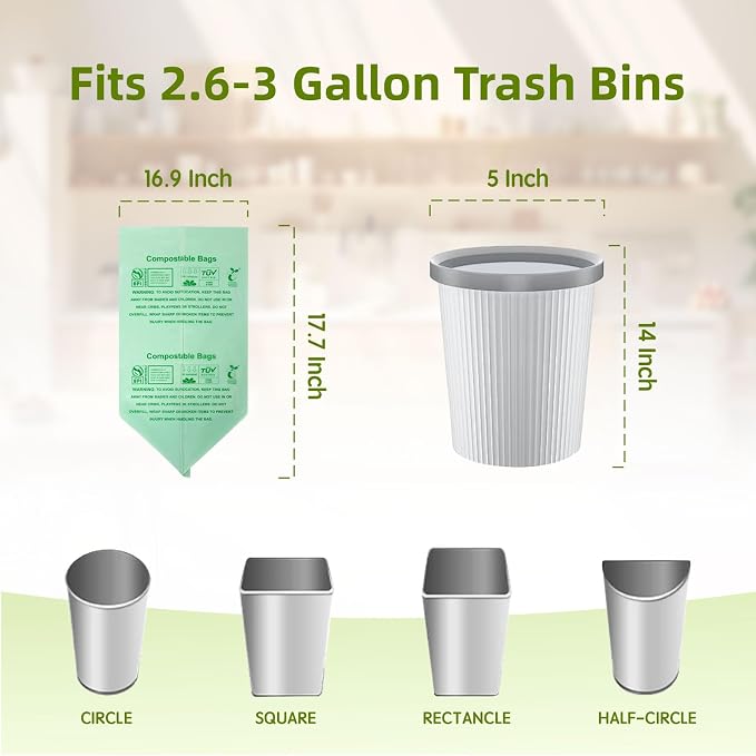 Compostable Trash Bags, Small Compost Bags 3 Gallon, Extra Thick 0.8 Mils - Image 7