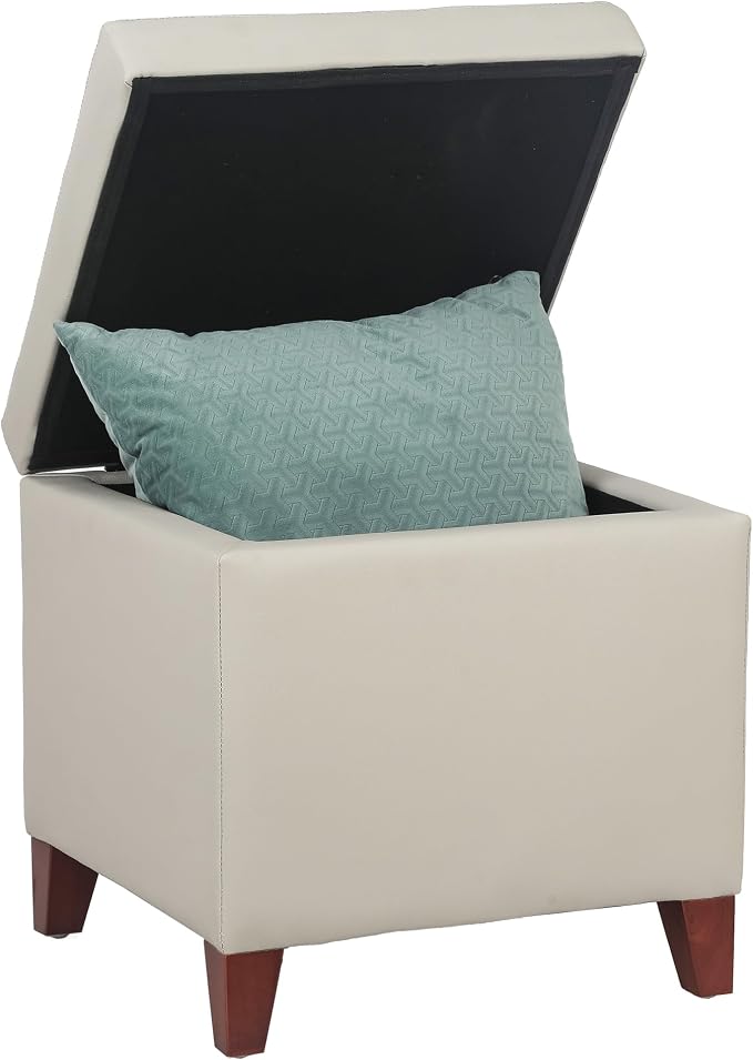 Adeco 18" PU Storage Ottoman, Upholstered Square Faux Leather Foot Rest - Image 9