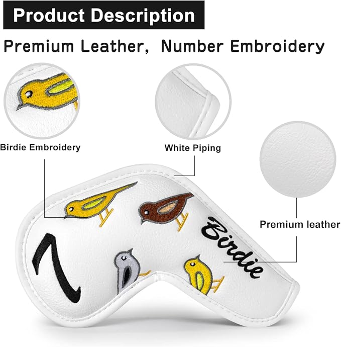 Premium Leather Golf Club Iron Covers - Image 4