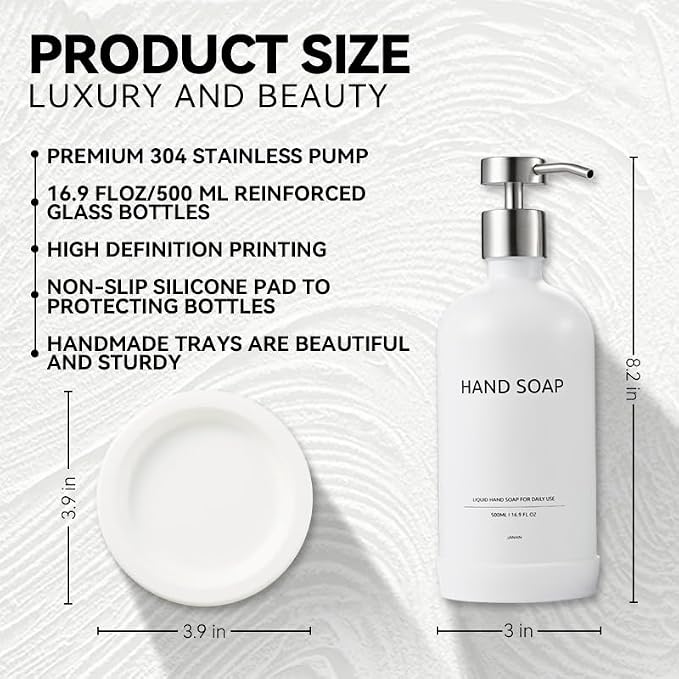 Glass Soap Dispenser Set by Janxin, Bathroom Soap Dispenser Set - Image 2