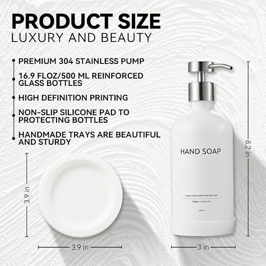 Glass Soap Dispenser Set by Janxin, Bathroom Soap Dispenser Set - Image 2