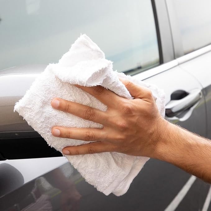 PRO SOURCE Low-Lint Virgin White 100% Cotton Terry Cloth Bar Mop Shop Towels - Image 3