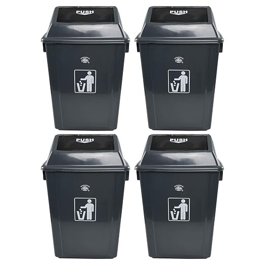 4 Packs Large Garbage Bin with Lid, Plastic Kitchen Waste Bin, 13 Gallon by Buyitt