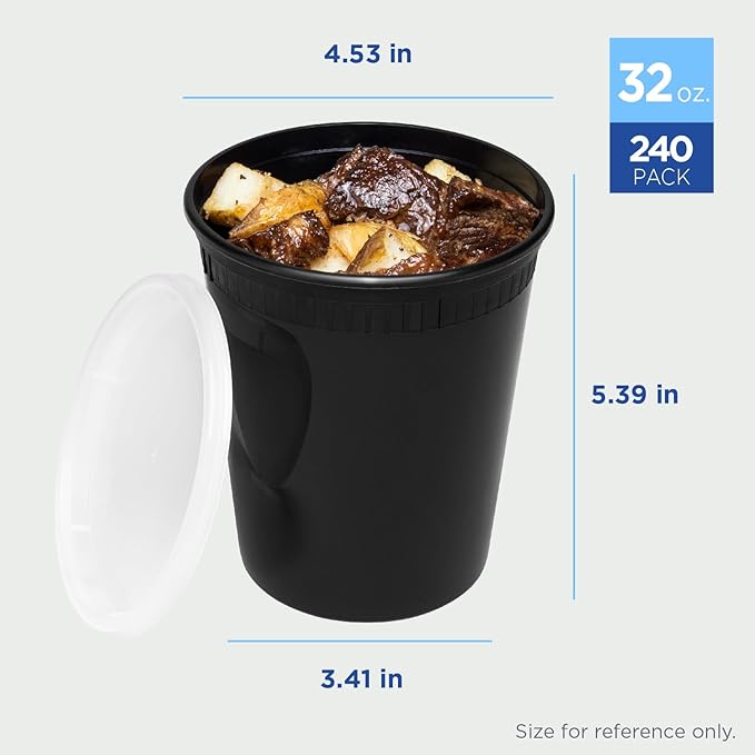 Karat [32oz - 240 ct Black PP Injection Molded Round Deli Containers - Image 4