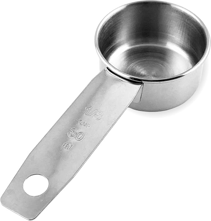 1/8 Cup Stainless Steel Measuring Cup | Sturdy Metal 30 ml | 30 cc | 1 oz | by Knupp+Co.