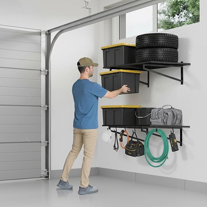 1-Pack Garage Wall Shelves, 250 lbs Capacity, Steel Garage Organization Shelving - Image 2
