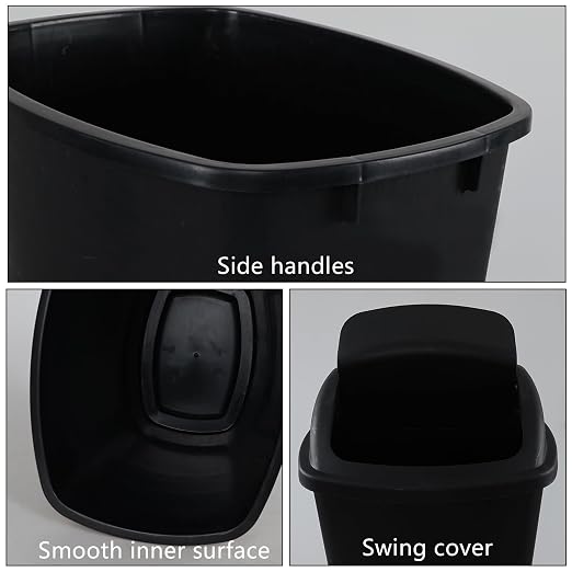 13 Gallon Garbage Can with Swing Lid, Plastic Kitchen Trash Can, 4 Pack - Image 3