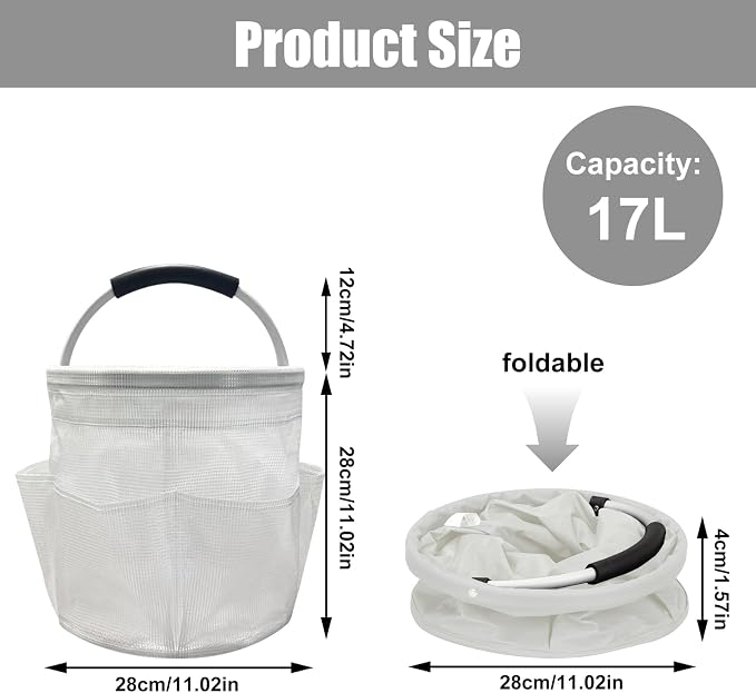 Qivine 17L Cleaning Caddy with Handle, Cleaning Supply Caddy Foldable Tool Bag - Image 2