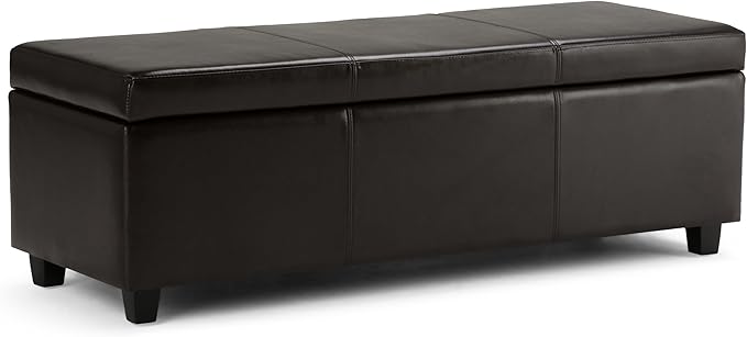 SIMPLIHOME Avalon 48 inch Wide Contemporary Rectangle Storage Ottoman Bench in by SimpliHome