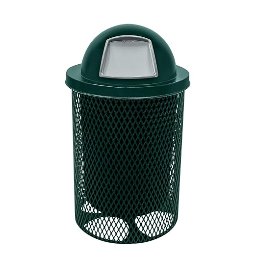 COATEDOUTDOORFURNITURE RDT-DGRN Heavy Duty 32 Gallon Round Trash Receptacle by CoatedOutdoorFurniture