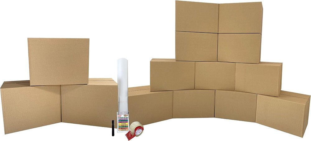 Uboxes Moving Boxes 1 Room Bigger Moving Kit - 14 Boxes Plus Supplies & T...