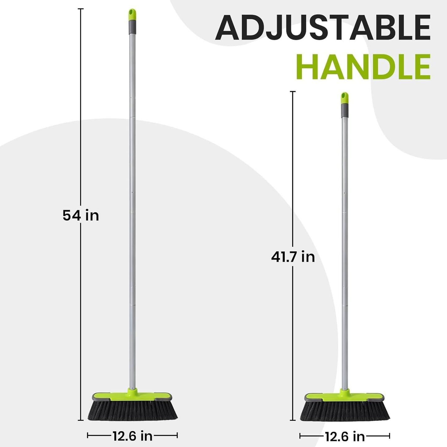Green Indoor Broom 54" Long Handle House Broom for Floor Cleaning Sweeping Broom for Kitchen, Garage, Lobby, Patio and Garden