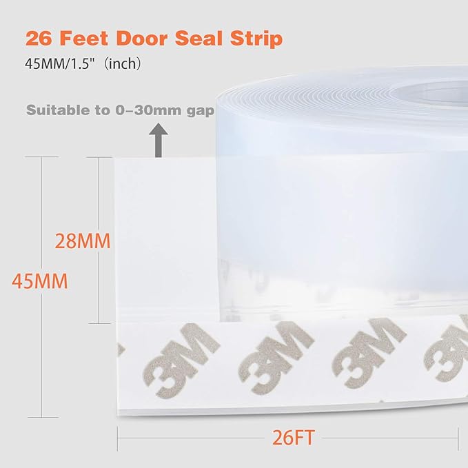 26 Feet Silicone Seal Strip, Door Weather Stripping, Sealing Tape - Image 3