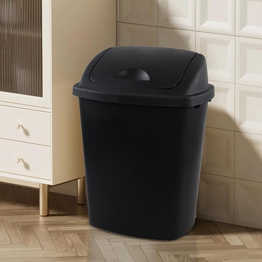 6 Gallon / 25 L Trash Can, Plastic Swing Lid Garbage Waste Bins Container - Image 5