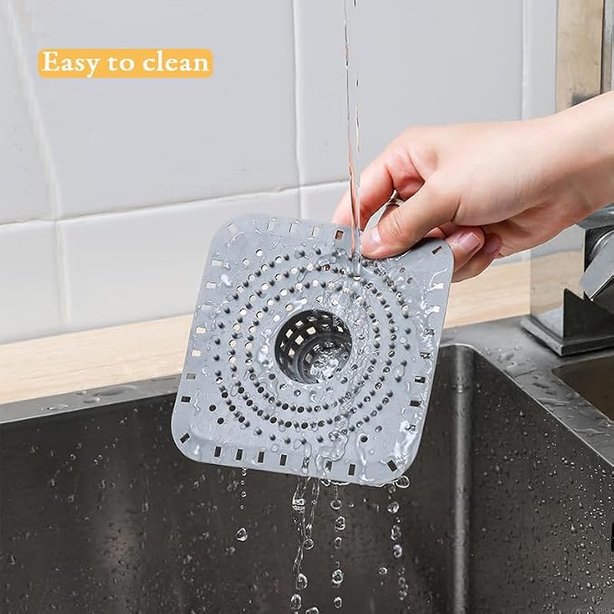 Drain Hair Catcher, Bathtub Drain Protecto 2 PCS （Gray Square） - Image 4