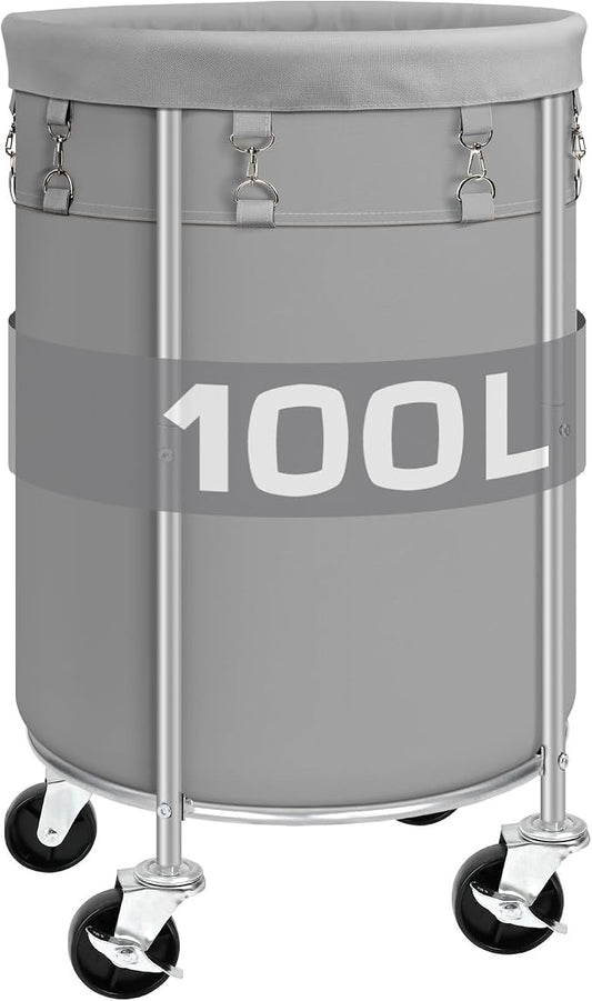 Laundry Hamper with Wheels, 100L Round Rolling Laundry Basket Sorter with by Ollieroo