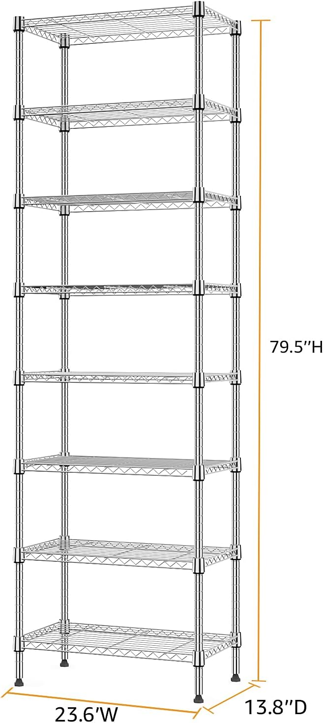 8 Tier 2000 lbs Storage Rack Metal Wire Shelving Unit, Storage Standing Shelf - Image 3