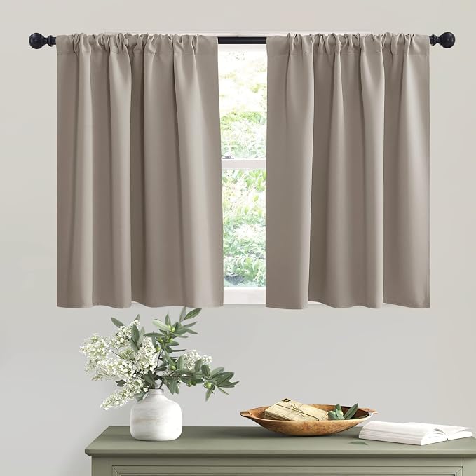RYB HOME Short Curtains 36 inches, Durable Room Darkening Small Window by RYBHOME
