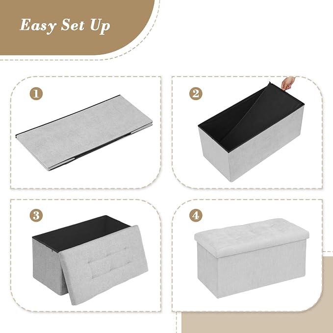 Athena Collection 30" Storage Ottoman Bench Folding Bench - Image 8