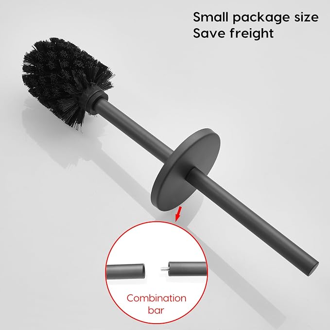 Stainless Steel Toilet Brush and Holder Set, No-Punch Hook Base Dual Purpose - Image 9