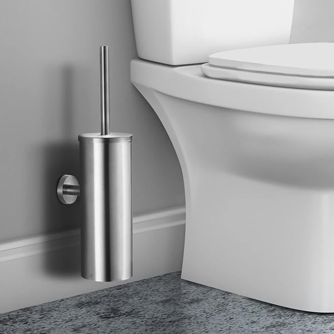 Toilet Brush with Holder Bathroom Wall Mounted Toilet Bowl Brush Holder Toilet - Image 2