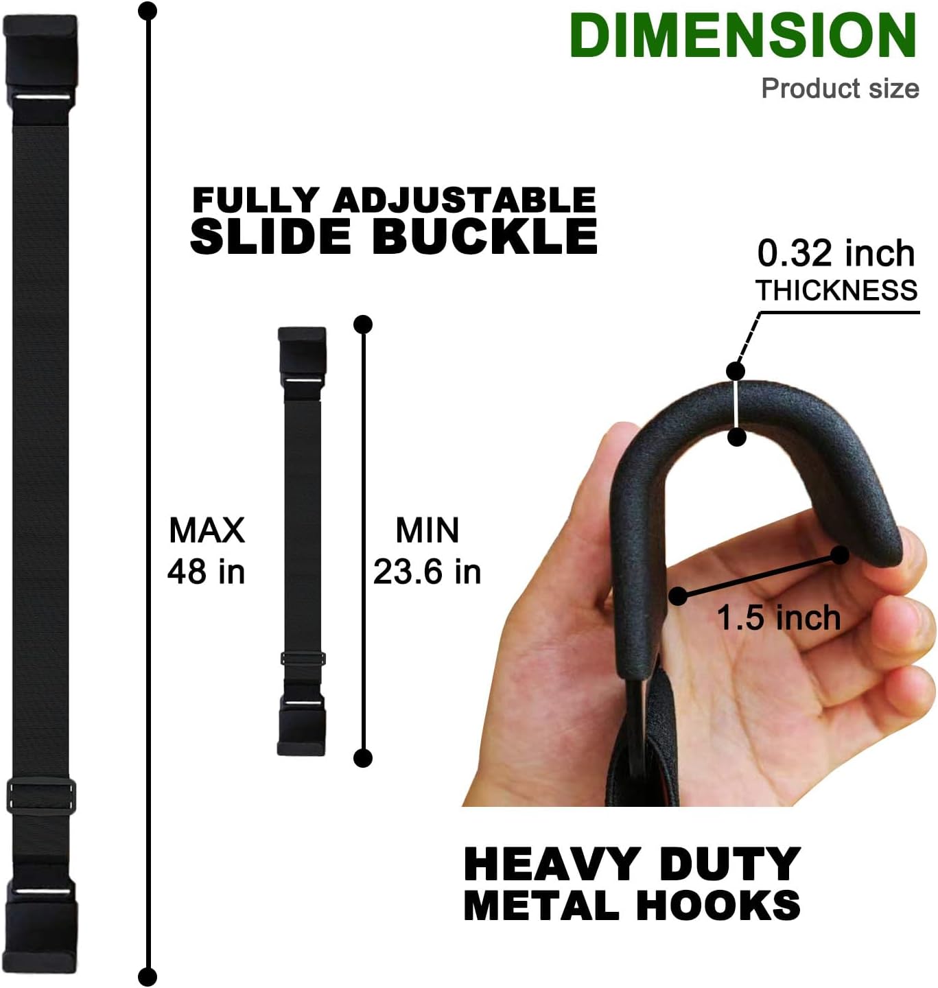 1PC Metal & Rubber Double-Claw Trash Can Bin Lid Lock Straps for Animals, Outdoor Raccoon Garbage Can Bin Lid Locks Bungee Cord for 28-96 Gallons, Black Hooks - Patented Pending