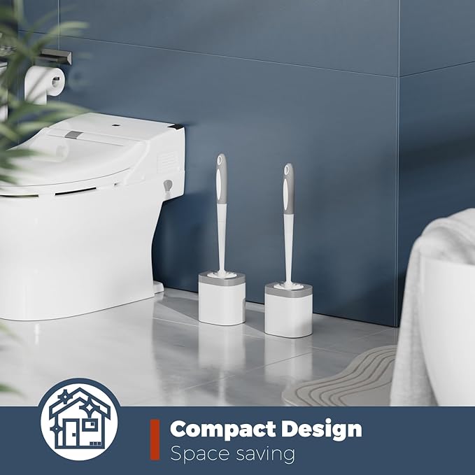 Toilet Brush, 2 Pack Toilet Brush and Holder Set Bathroom Accessories, Toilet - Image 7