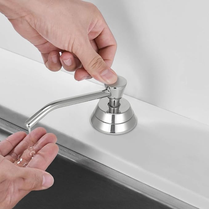 Heavy Duty Brass Countertop Liquid Soap Dispenser, Commercial Grade Top Fill - Image 6