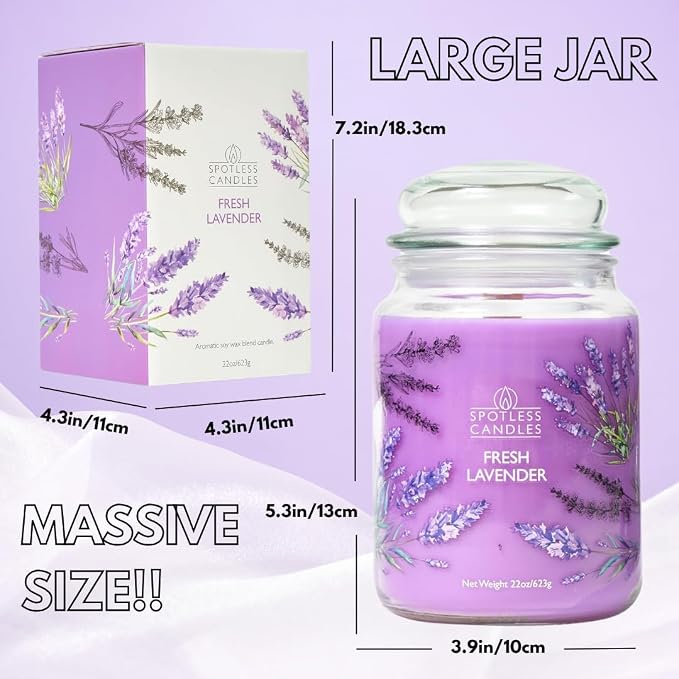 Fresh Lavender Candle 22oz Glass Jar - Image 4
