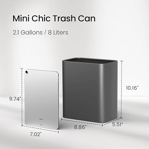 Cesun Small Bathroom Trash Can, 2.1 Gallons, Stainless Steel, Home Office - Image 3