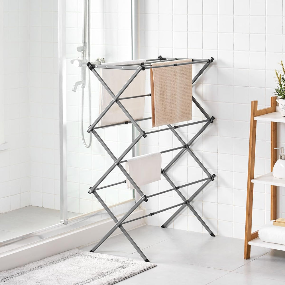 Vivo Technologies 3 Tier Extendable Clothes Airer, Foldable Compact Clothes D...